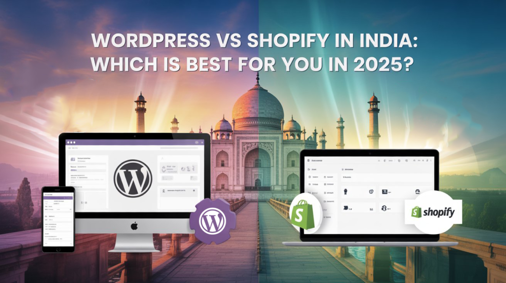 Infographic titled WordPress vs Shopify in India: Which is Best for You in 2025?" showing a comparison between the two platforms.